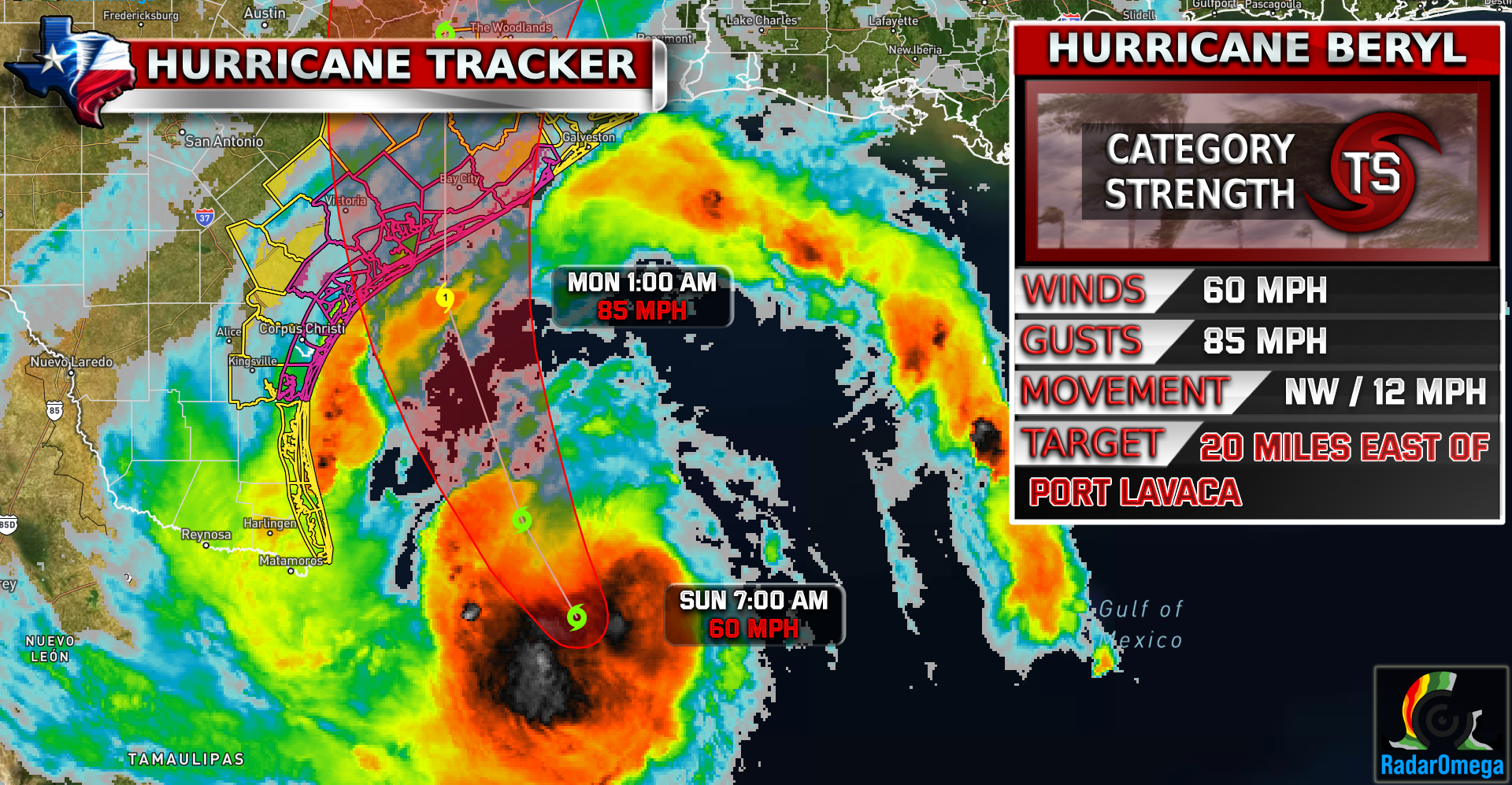 Hurricane Beryl Sunday Update